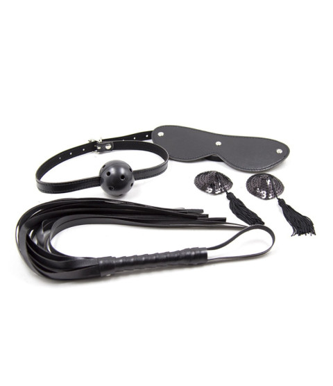 Ensemble Bondage noir - 4 pièces - 332400012